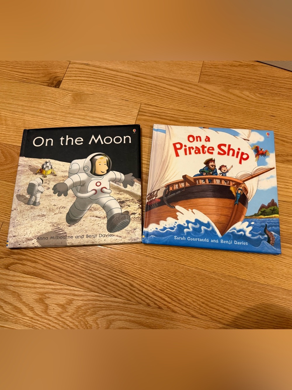 Usborne books On the series: on the Moon and On a Pirate ship 2 books